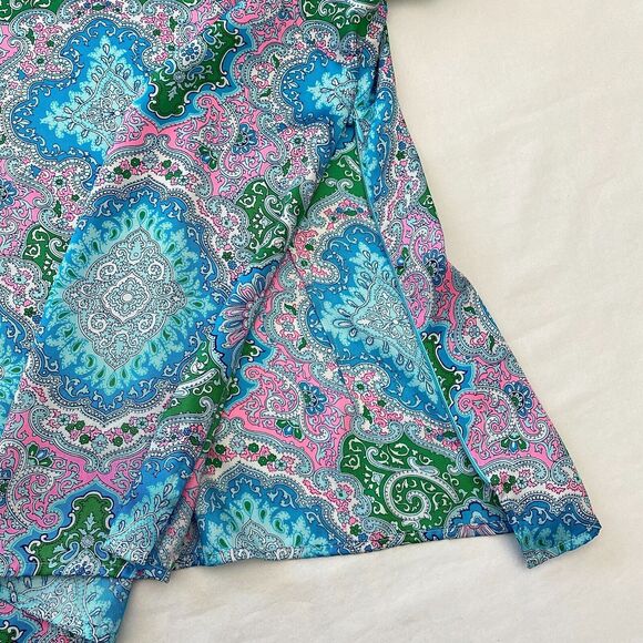 Talbots Top Womens Petite Small Paisley Lightweight Cross Back Colorful Blouse - Picture 3 of 8